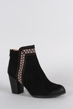 Qupid Tribal Embroidered Ankle Boots