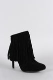 Almond Toe Fringe Suede Stiletto Heeled Booties