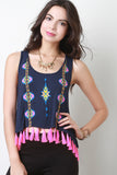 Neon Fringe Tribal Top