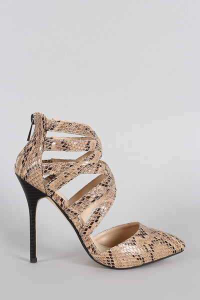 Anne Michelle Nexus Cage Pointy Toe Snake Pump