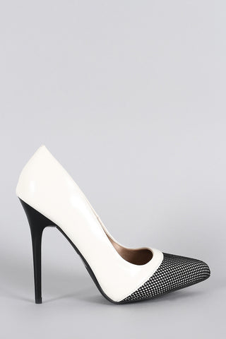 Qupid Snow Ice Mesh Pointy Toe Pump