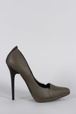 Qupid Snake Embossed Pointy Toe Contrast Stiletto Pump