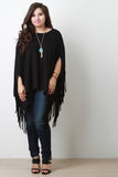 Plus Size Fringe Accent Poncho Top