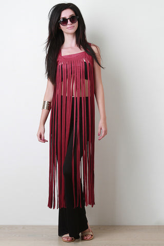 Suede Falling Fringe Maxi Top