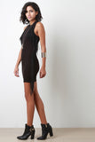 Suede Double Fringe Bodycon Mini Dress