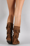 Soda Tiers of Fringe Moccasin Flat Boot