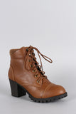 Bamboo Sweater Cuff Combat Lace Up Ankle Boots