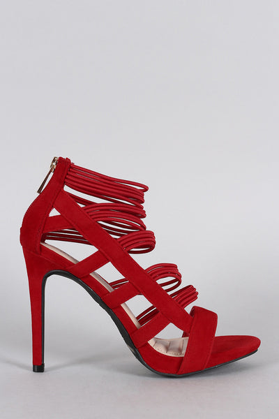 Anne Michelle Strappy Cage Cushioned Open Toe Heel