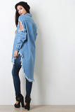 Cold Shoulder High Low Denim Top