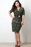 Plus Size Graphic Pattern Belted Dress