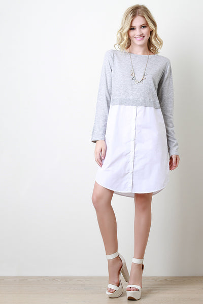 Combo Sweater Shirt Dress