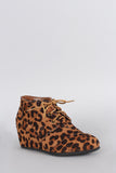 Bamboo Leopard Patch Work Wedge Booties