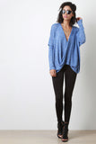 Surplice Drape Marled Knit Top