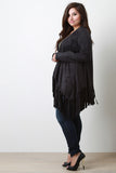 Vegan Suede Fringe Shawl Jacket