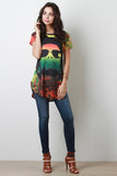 Rasta Graphic Print Short Sleeves Top