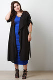 Draped Chiffon Longline Trench Coat