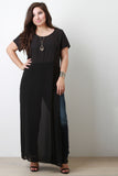 Sheer Short Sleeves Maxi High Slits Top