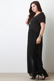 Sheer Short Sleeves Maxi High Slits Top