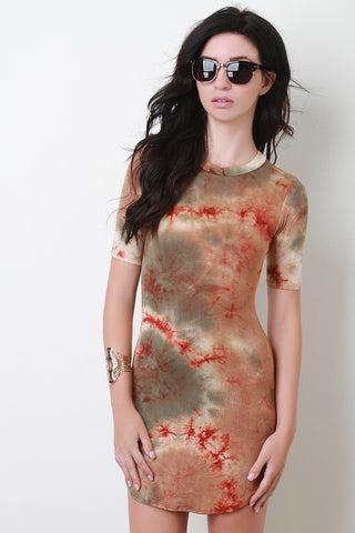 Jersey Knit Tie Dye Short Sleeve Tee Dress