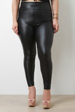 Solid Vegan Leather High Waisted Leggings