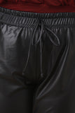 Vegan Leather Drawstring Jogger Pants