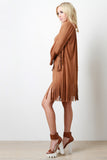 Faux Suede Fringe Shift Dress