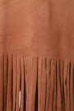 Faux Suede Fringe Shift Dress