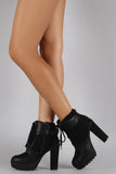 Wild Diva Lounge Round Toe Lace Up Heeled Platform Booties