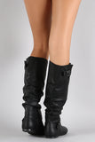 Wild Diva Lounge Cell Phone Pocket Slouchy Knee High Flat Boot