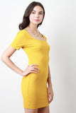 U-Neck Short Sleeve Bodycon Dress