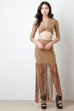 Fringe Accent Maxi Skirt