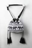 Indian Elephant Double Drawstring Bucket Bag