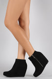 Bamboo Round Toe Wedged Booties