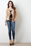 Southwestern Fringe Open Draped Front Suede Jacket