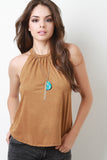 Suede Keyhole Halter Top