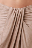 Draped Front Suede Midi Skirt