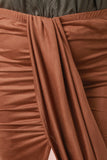 Draped Front Suede Maxi Skirt