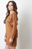 Fringe Sleeve Suede Shift Dress