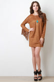 Fringe Sleeve Suede Shift Dress