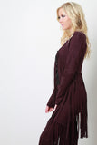 Suede Fringe Long Sleeves Cardigan