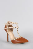 Wild Diva Lounge Pyramid Studded Caged Pointy Toe Pump