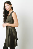 Plunging V-neck Suede Fringe Top