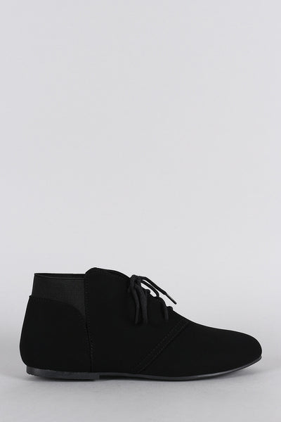 Bamboo Elastic Cuff Lace Up Oxford Booties