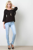 Soft Knit Fringe Arm Top