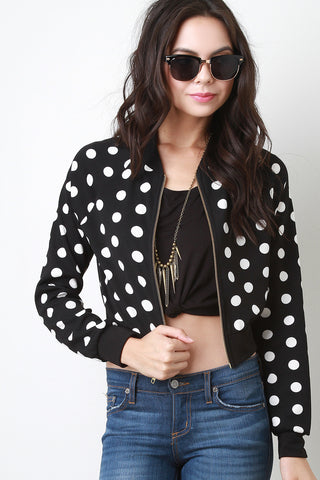 Polka-Dot Zipper Jacket