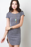 Melange Knit Short Sleeve Mini Dress