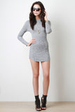 Mock Neck Melange Knit Mini Dress