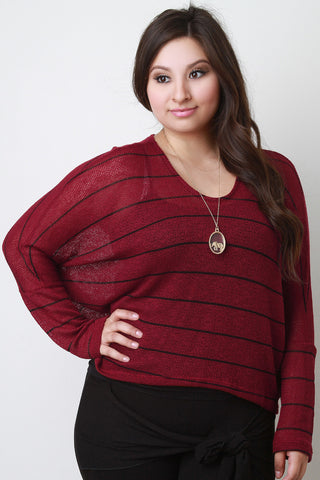 Striped Loose Knit Dolman Top