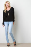 V-Neck Long Sleeved Trapeze High-Low Top