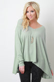 V-Neck Long Sleeved Trapeze High-Low Top